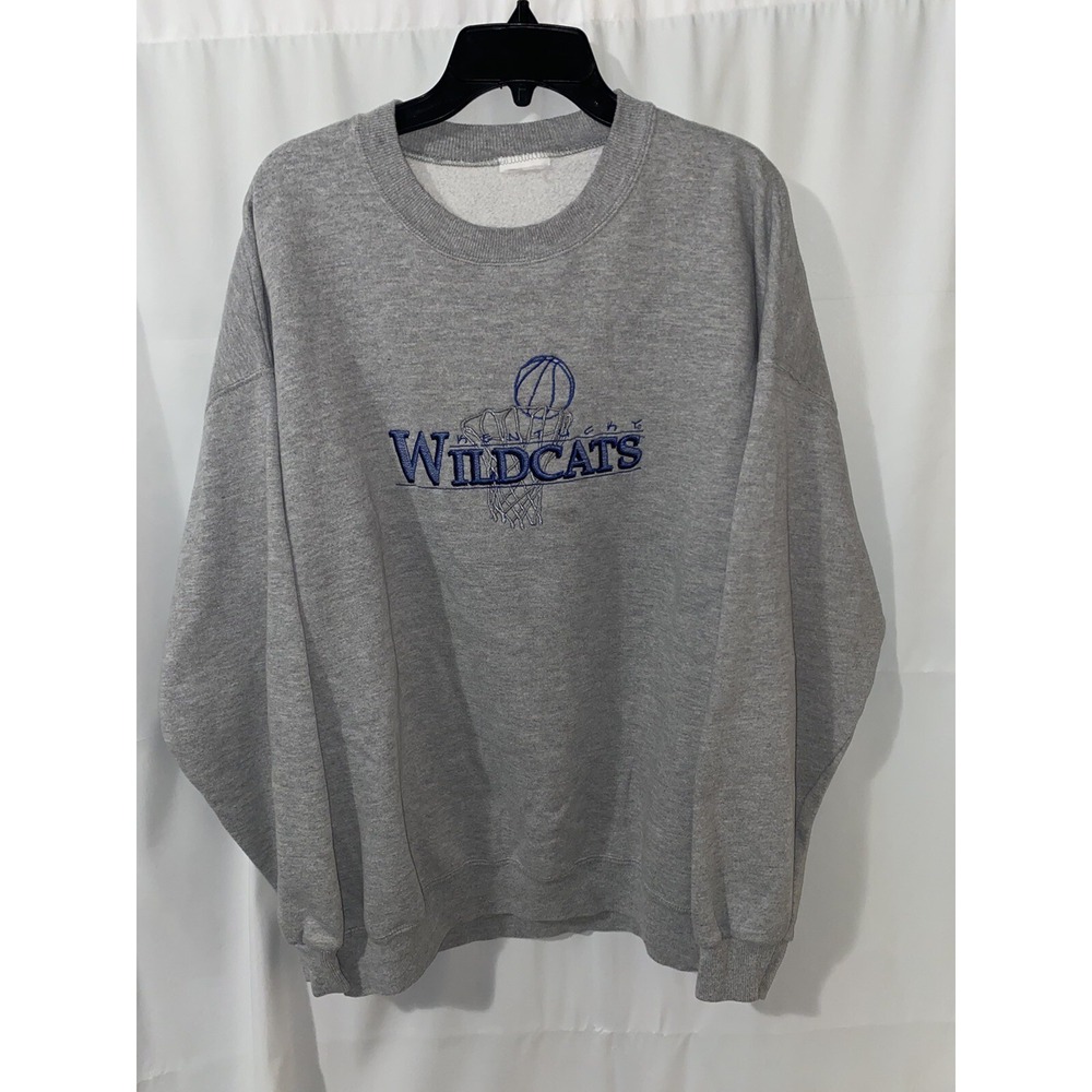 Vtg Kentucky Wildcats Basketball Embroidered‎ Sweatshirt 2XL